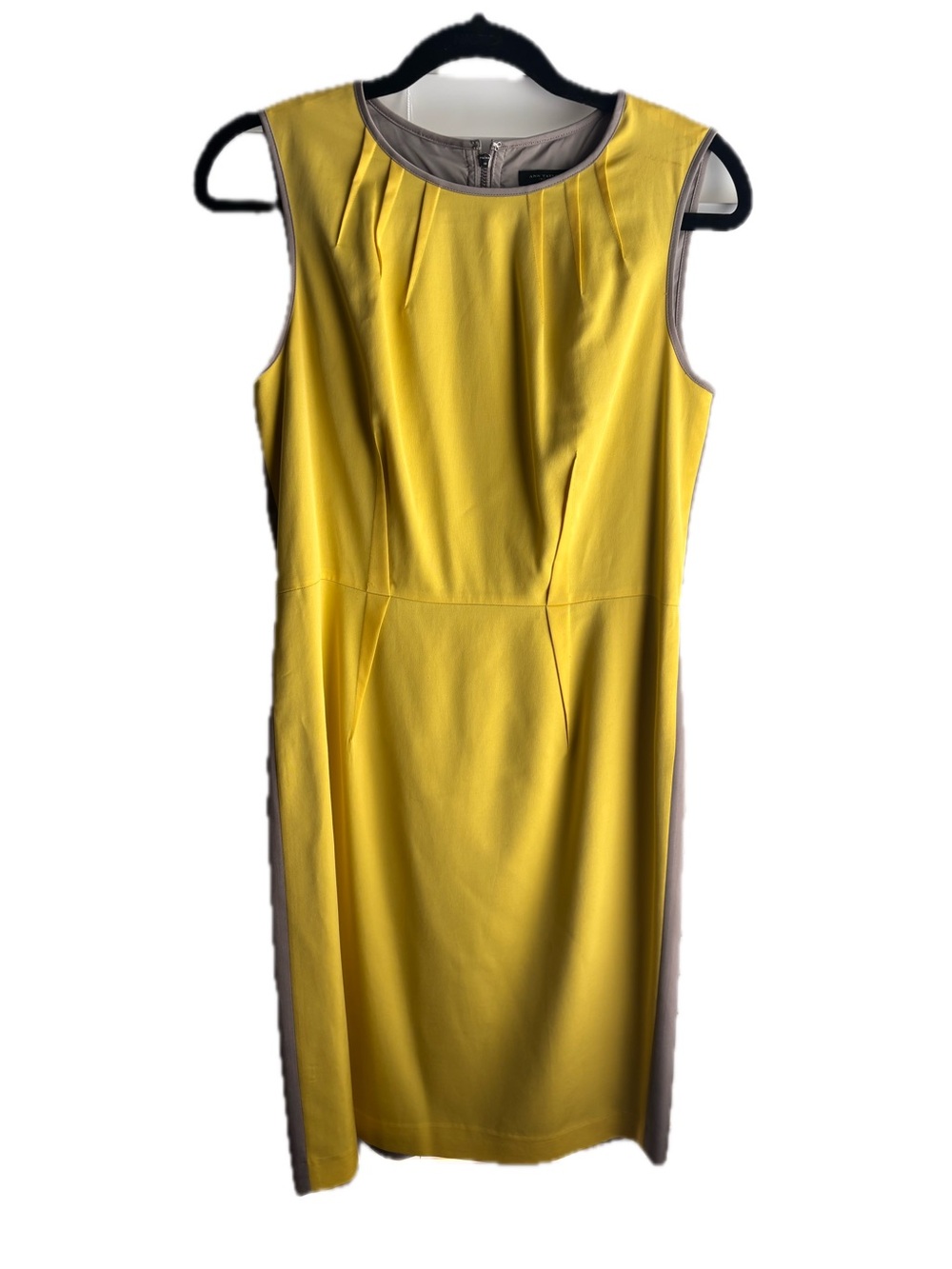 Ann Taylor Yellow and Gray Sleeveless Sheath Dress